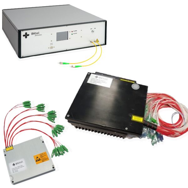 various configurations of compact, lightweight optical fiber amplifiers