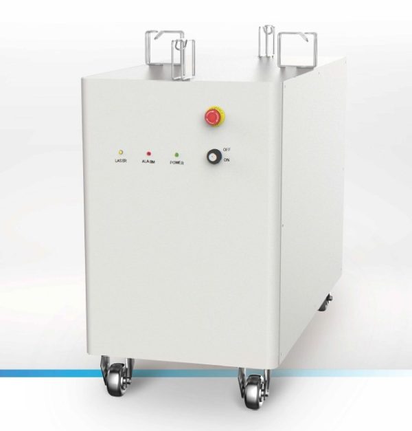 simple box, white, fiber coupled laser diode system on wheels