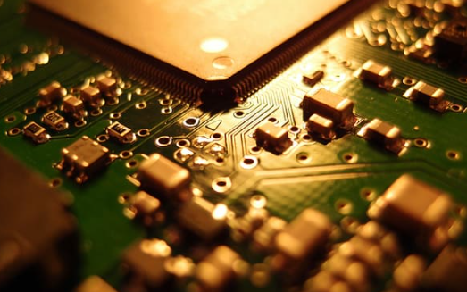 close up of a circuit board or PCB representing industrial laser electronic repair and manufacturing