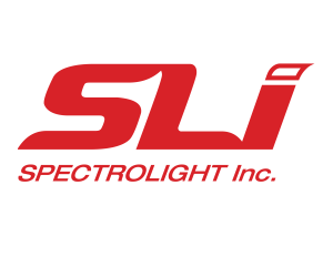 Spectrolight logo red stylized 'SLI' with full name printed below