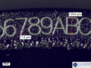 microscope view of micro serial number marking laser micromachining application