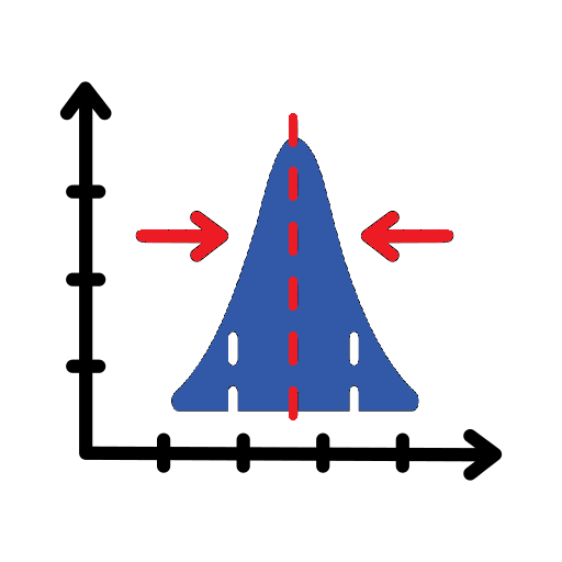 simple line graphic with an x/y graph and a wave or pulse, illustrating narrow linewidth and wavelength stabilized laser diodes